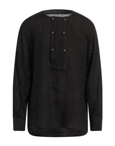 Shop Berna Man Shirt Dark Brown Size L Linen