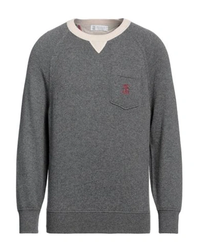 Shop Brunello Cucinelli Man Sweater Lead Size S Cashmere In Grey