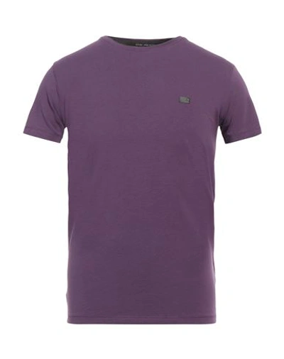 Shop Yes Zee By Essenza Man T-shirt Purple Size S Cotton, Elastane