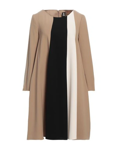 Shop 1-one Woman Mini Dress Khaki Size 8 Polyester In Beige