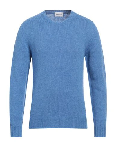 Shop Scaglione Man Sweater Azure Size Xxl Merino Wool In Blue