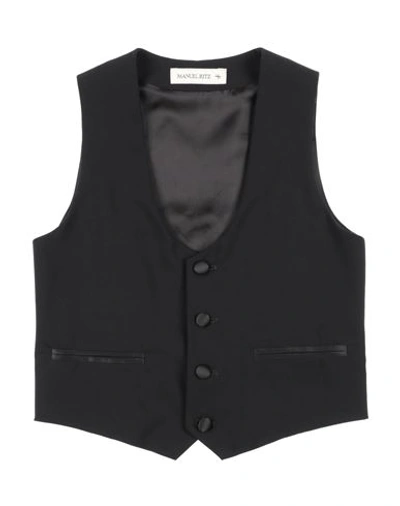 Manuel Ritz Toddler Boy Tailored Vest Black Size 5 Polyester, Viscose, Elastane In Black