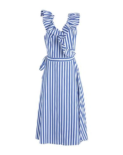 Shop Polo Ralph Lauren Striped Ruffled Cotton Wrap Dress Woman Midi Dress White Size 8 Cotton