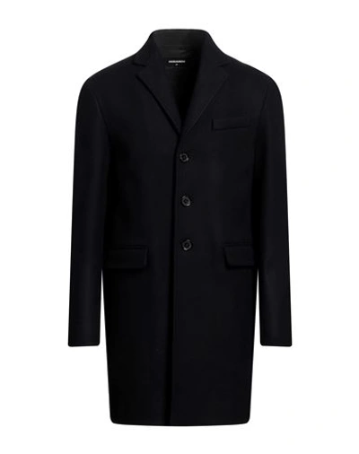 Dsquared2 Man Coat Midnight Blue Size 44 Virgin Wool, Polyamide, Elastane In Blue