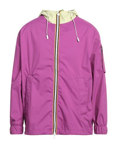 Shop K-way Man Jacket Mauve Size M Polyamide In Purple