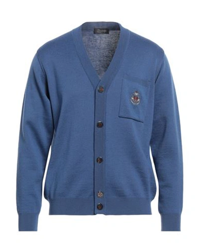 Shop Drumohr Man Cardigan Pastel Blue Size 46 Merino Wool