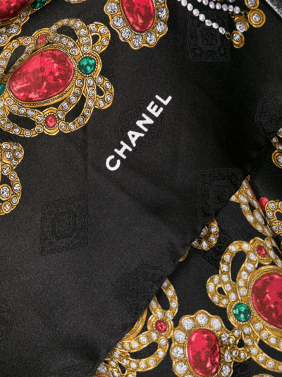 Pre-owned Chanel Bijoux Print Silk Scarf In 黑色
