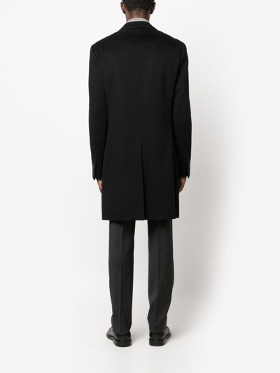 Shop Corneliani Single-breasted Wool Coat In 黑色