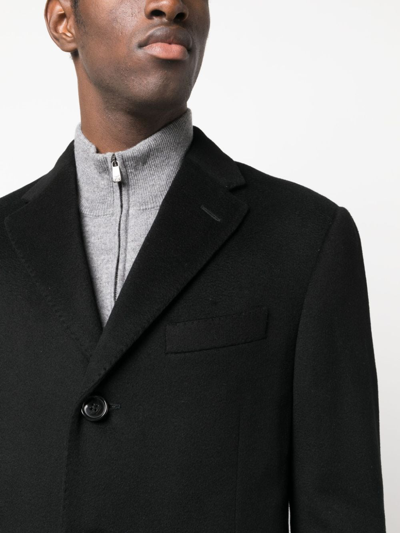 Shop Corneliani Single-breasted Wool Coat In 黑色