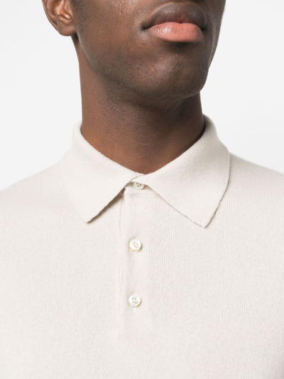 Shop Fedeli Long-sleeve Cashmere Polo Shirt In 中性色