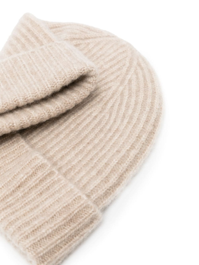Shop Eleventy Ribbed-knit Beanie In 中性色