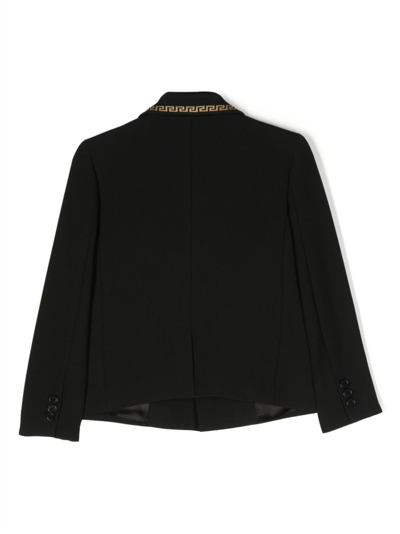 Shop Versace Greca-detail Cotton Blazer In 黑色