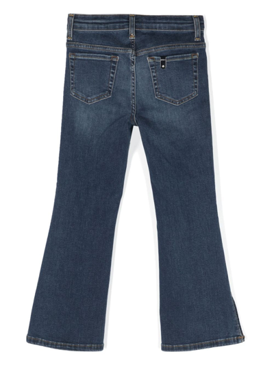 Shop Liu •jo Side-slits Flared Jeans In 蓝色