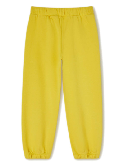 Shop Palm Angels Logo-print Cotton Track Pants In Yellow