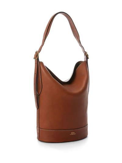 Shop Polo Ralph Lauren Vachetta Logo-print Tote Bag In Brown