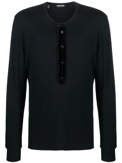 Shop Tom Ford Henley Long-sleeve T-shirt In 黑色