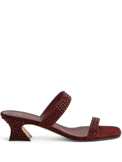 Shop Giuseppe Zanotti Aude 45mm Rhinestone Sandals In Bordeaux