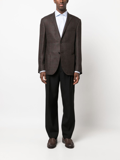 Corneliani Check-pattern Cashmere Blazer In 褐色