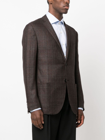 Corneliani Check-pattern Cashmere Blazer In 褐色