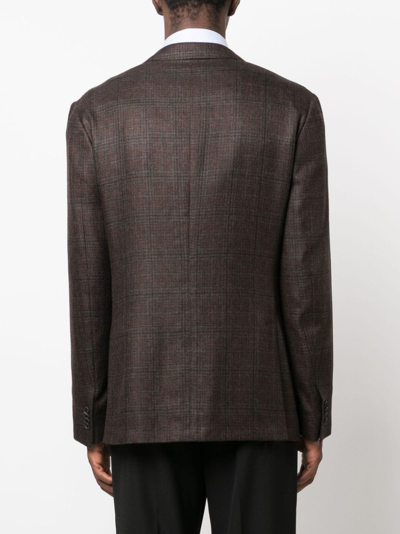 Shop Corneliani Check-pattern Cashmere Blazer In 褐色