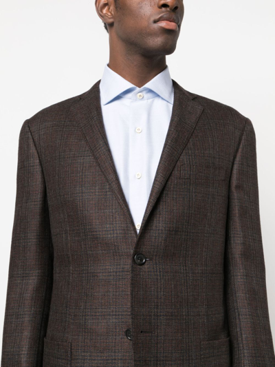Corneliani Check-pattern Cashmere Blazer In 褐色