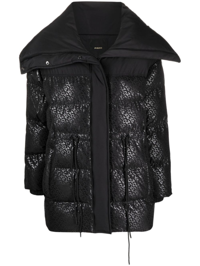 LOGO-PRINT HIGH-NECK COAT