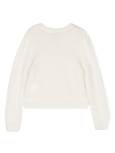 Shop There Was One Logo-patch Cable-knit Jumper In White