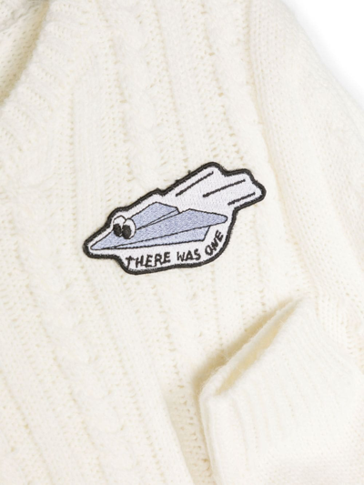 Shop There Was One Logo-patch Cable-knit Jumper In White