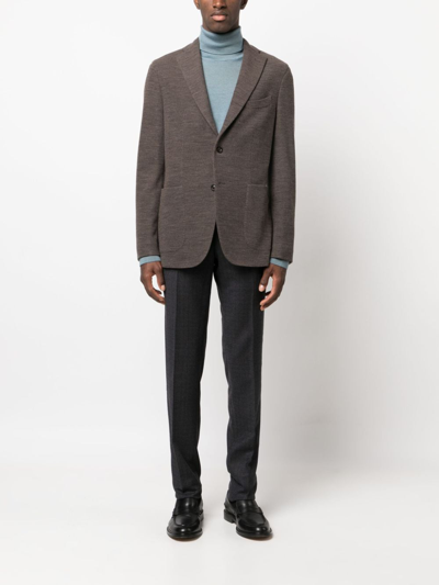 Boglioli Knitted Single-breasted Blazer In 褐色