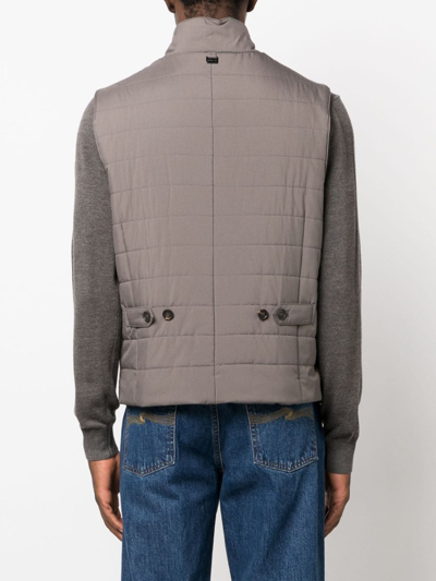 Shop Corneliani Quilted Button-up Gilet In 灰色