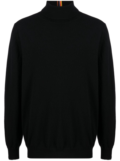 Shop Paul Smith Stripe-detailing Roll-neck Jumper In 黑色