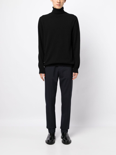 Paul Smith Stripe-detailing Roll-neck Jumper In 黑色
