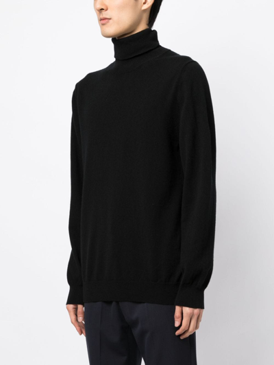 Paul Smith Stripe-detailing Roll-neck Jumper In 黑色