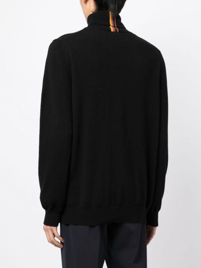 Shop Paul Smith Stripe-detailing Roll-neck Jumper In 黑色