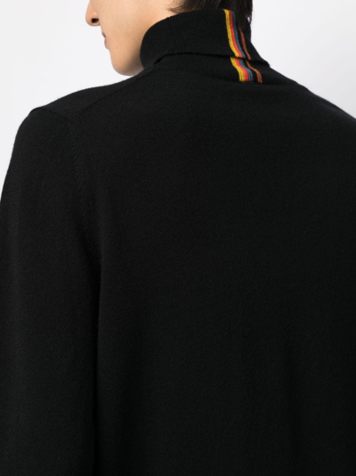 Shop Paul Smith Stripe-detailing Roll-neck Jumper In 黑色