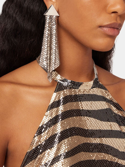 Rabanne Flow Pixel Mesh Drop Earring In Silver