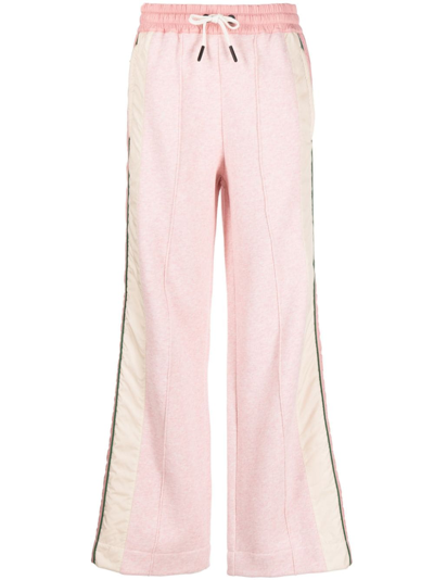 Shop Moncler Straight-leg Cotton Track Pants In Pink