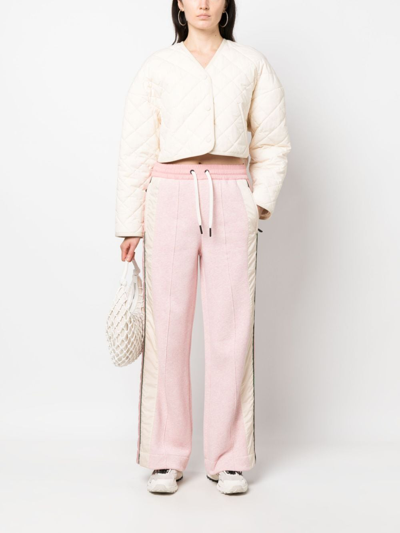 Shop Moncler Straight-leg Cotton Track Pants In Pink