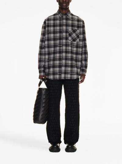 Shop Off-white Checked Flannel Shirt In Grey
