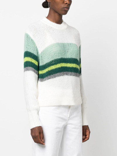 Pinko Honeycomb-knit Striped Jumper In 白色