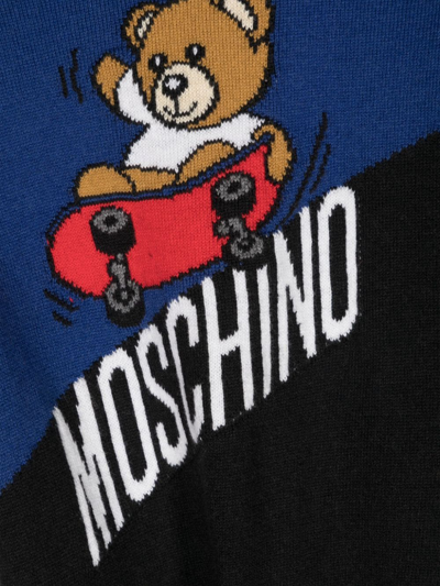 Shop Moschino Teddy Bear Intarsia-knit Jumper In 蓝色