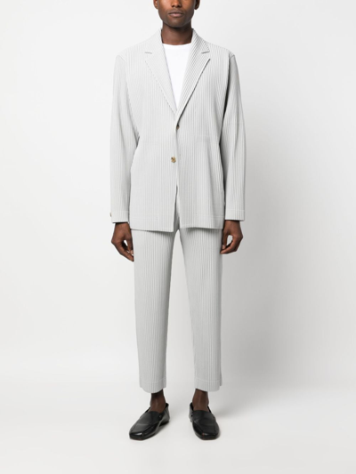 Issey Miyake Plissé-effect Straight-leg Trousers In 灰色