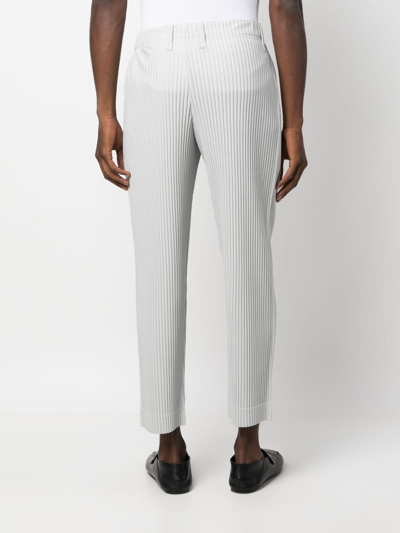 Issey Miyake Plissé-effect Straight-leg Trousers In 灰色