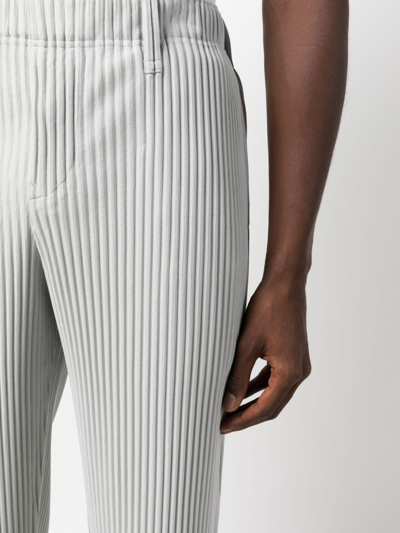 Issey Miyake Plissé-effect Straight-leg Trousers In 灰色