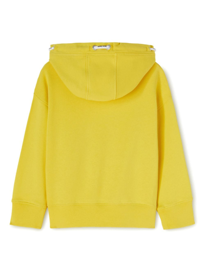 Shop Palm Angels Teddy Bear-print Cotton Hoodie In Yellow