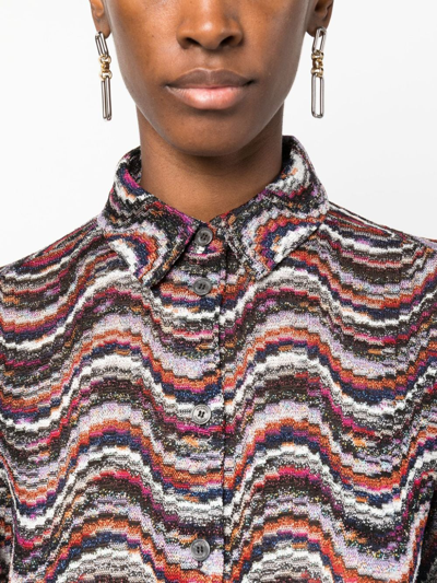 Shop Missoni Wavy-jacquard Button-up Shirt In 粉色