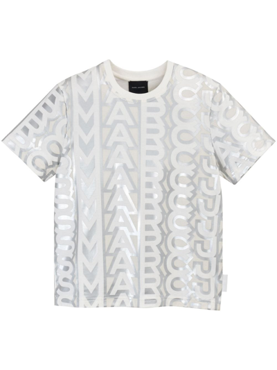 Shop Marc Jacobs Monogram Baby Cotton T-shirt In Silver
