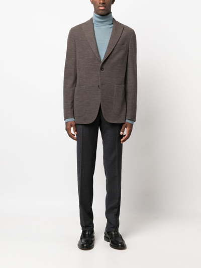 Pt Torino Houndstooth Slim-cut Virgin-wool Trousers In 蓝色