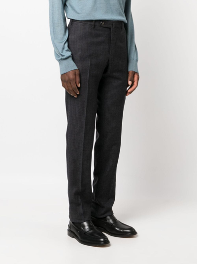 Pt Torino Houndstooth Slim-cut Virgin-wool Trousers In 蓝色