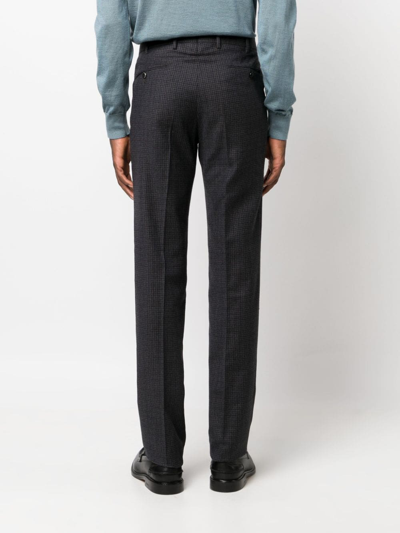 Pt Torino Houndstooth Slim-cut Virgin-wool Trousers In 蓝色